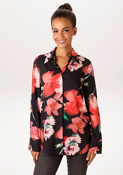 Aniston CASUAL Hemdbluse mit farbenfrohen Batik-Blüten bedruckt - NEUE KOLL günstig online kaufen