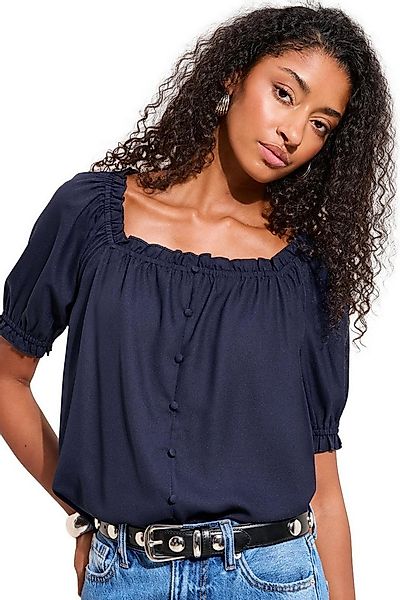 Friends Like These Kurzarmbluse Friends Like These Kurzarm-Bluse mit Knopfl günstig online kaufen