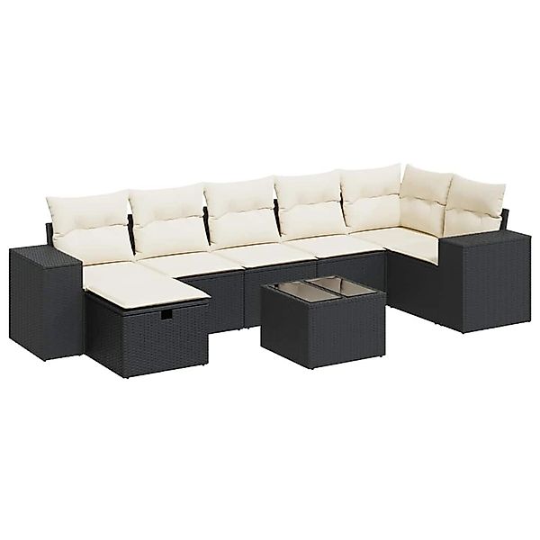 vidaXL 8-Tlg Garten-Sofagarnitur mit Kissen Schwarz Poly Rattan 3325712 günstig online kaufen
