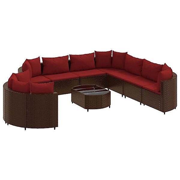vidaXL 10-Tlg Garten-Sofagarnitur mit Kissen Braun Poly Rattan 3308413 günstig online kaufen