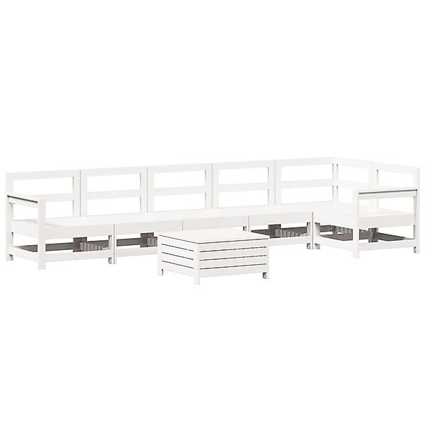vidaXL 7-Tlg Garten-Sofagarnitur Weiß Massivholz Kiefer 3250897 günstig online kaufen