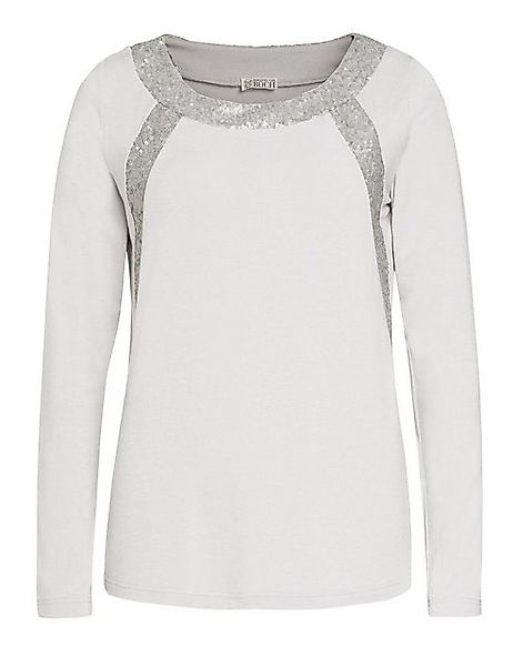 Brigitte von Boch Langarmshirt Cammo Jersey-Shirt Pailletten silbergrau günstig online kaufen