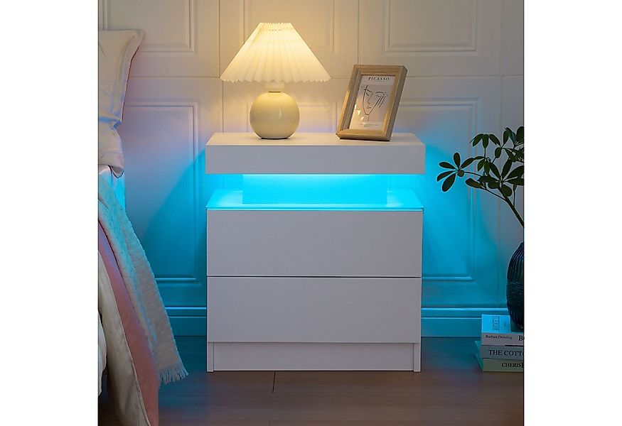 BlingBin Nachttisch LED Nachtschrank Nachtkommode mit 2 Schubladen, Einstel günstig online kaufen