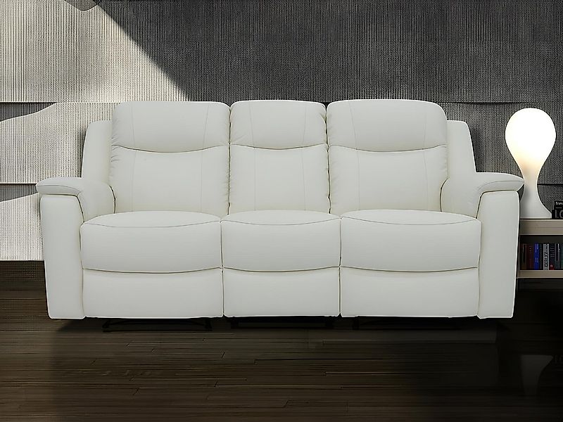 Relaxsofa Leder 3-Sitzer - Elfenbeinfarben - EVASION günstig online kaufen