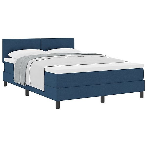 vidaXL Bett Boxspringbett mit Matratze Blau 140x200 cm Stoff (1-tlg) günstig online kaufen
