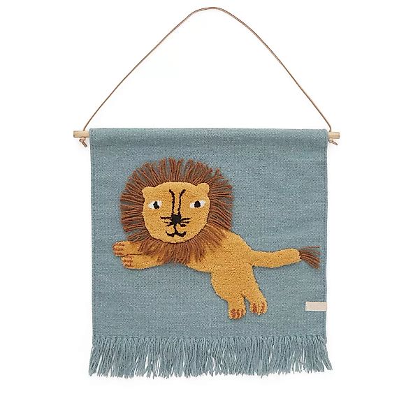 Jumping Lion Wanddekoration 52 x 55cm Blau günstig online kaufen