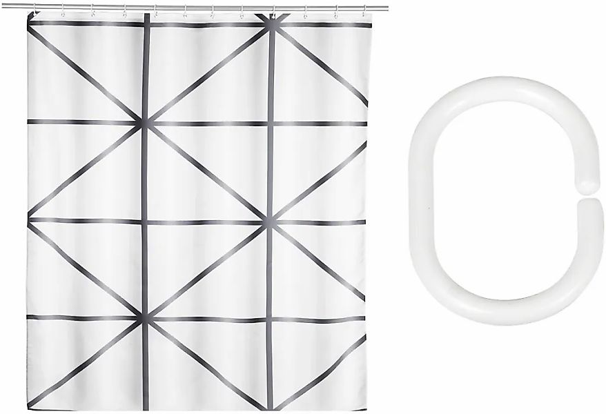 SCHÖNER WOHNEN-Kollektion Duschvorhang ""Shege"" Breite 180 cm Set, 17 Stk. günstig online kaufen