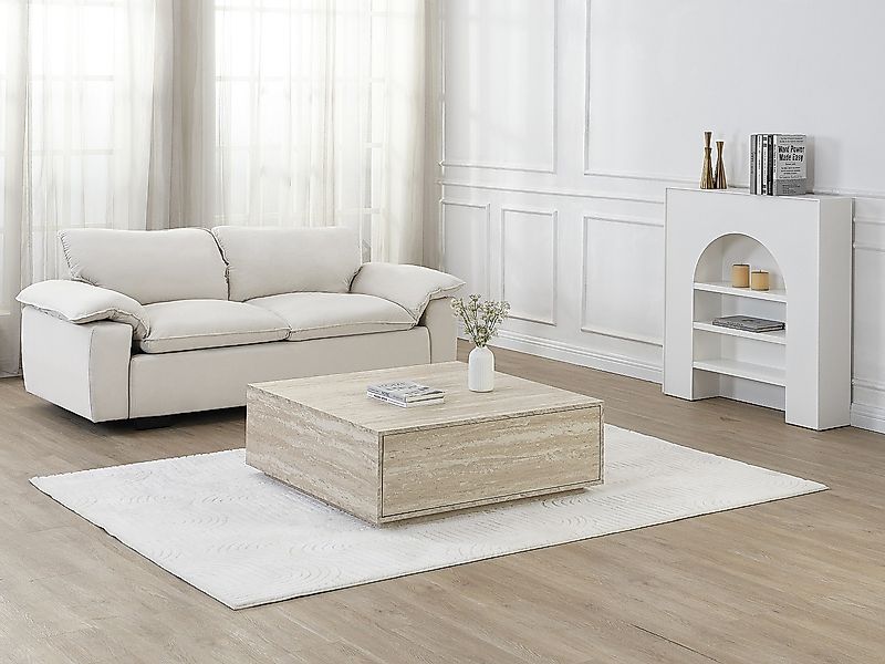Couchtisch mit 2 Schubladen - MDF - Travertin-Optik Beige - ANTRIM von Pasc günstig online kaufen
