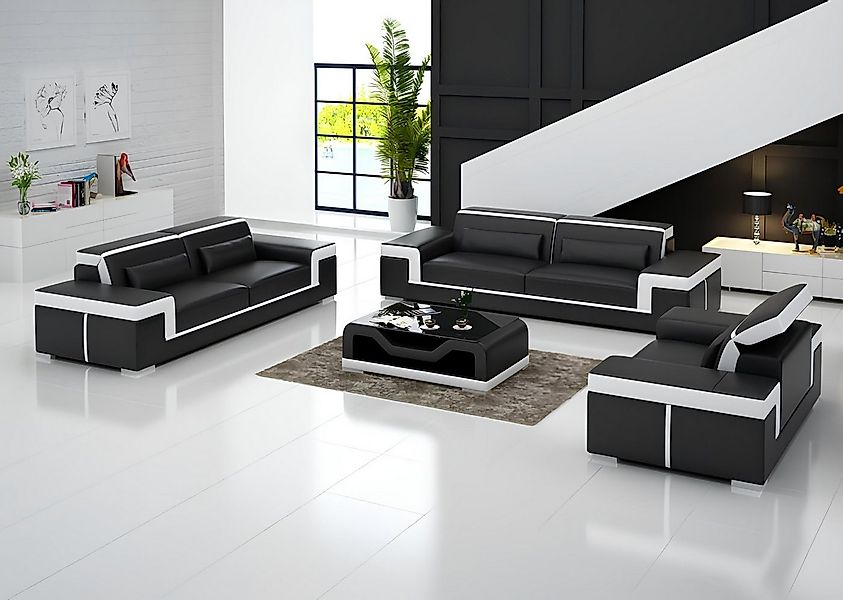 JVmoebel Sofa Sofagarnitur 3+3 Sitzer Leder Sofa Couch Polster Garnitur Sof günstig online kaufen
