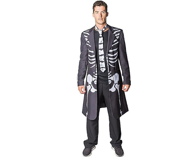 thetru Kostüm Herren Mantel Schwarz mit Skelett-Aufdruck günstig online kaufen