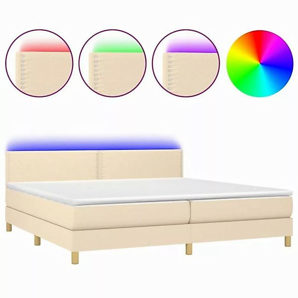 vidaXL Boxspringbett Boxspringbett mit Matratze LED Creme 200x200 cm Stoff günstig online kaufen