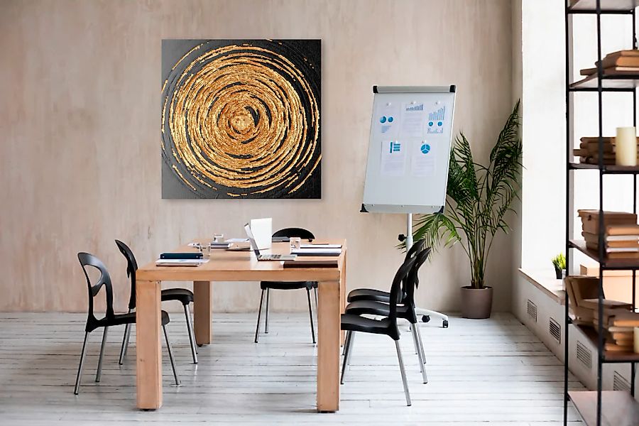 Leonique Leinwandbild »Black and Gold«, Abstrakt-Kunst-Modern-Formen, (1 St günstig online kaufen