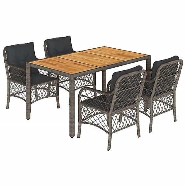 vidaXL 5-Tlg Garten-Essgruppe mit Kissen Grau Poly Rattan 3212050 günstig online kaufen