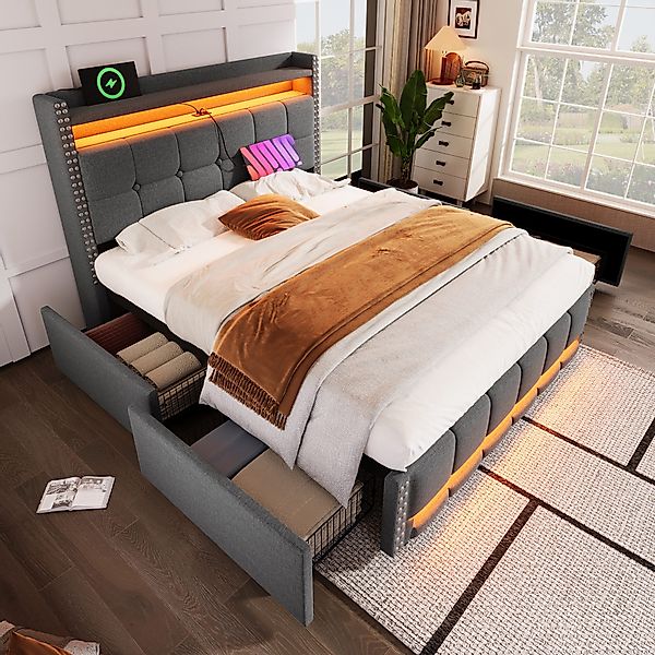 HAUSS SPOLE Polsterbett 140x200 mit LED-Beleuchtung, günstig online kaufen