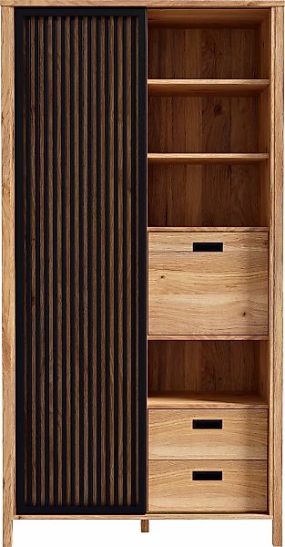 FORTE Highboard "Jytana", Höhe 200,3 cm, Schiebetüre mit Lamellenoptik, Mau günstig online kaufen