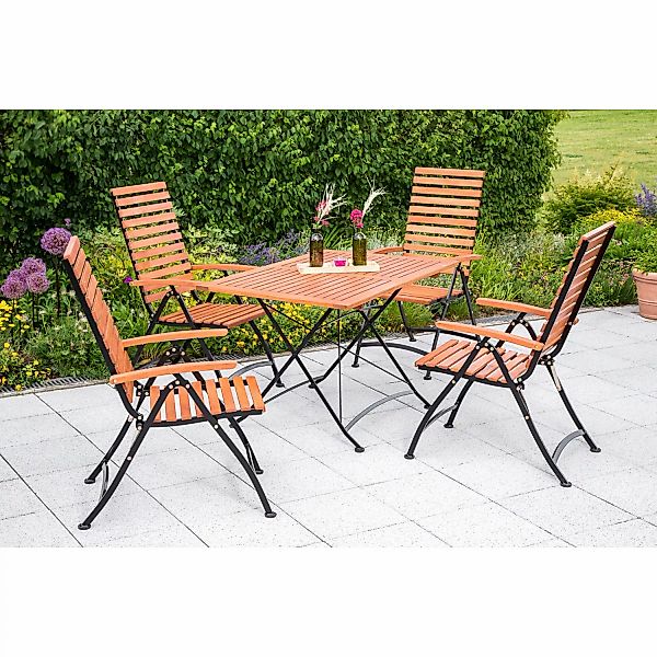 Gartenmöbel-Set Schlossgarten 5-tlg. Braun inkl. Tisch 120 cm x 80 cm günstig online kaufen