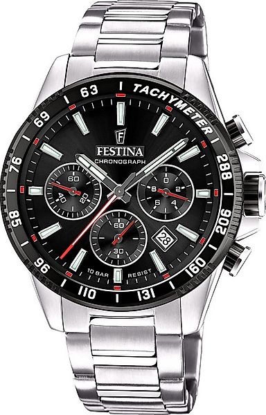Festina Chronograph F20560/6 Herrenuhr – Edelstahlband, schwarzes Zifferbla günstig online kaufen