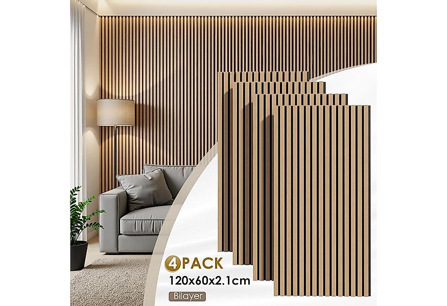 TLGREEN Wandpaneel 3D Akustikpaneele Holz MDF Schalldämpfung, BxL: 120x120 günstig online kaufen