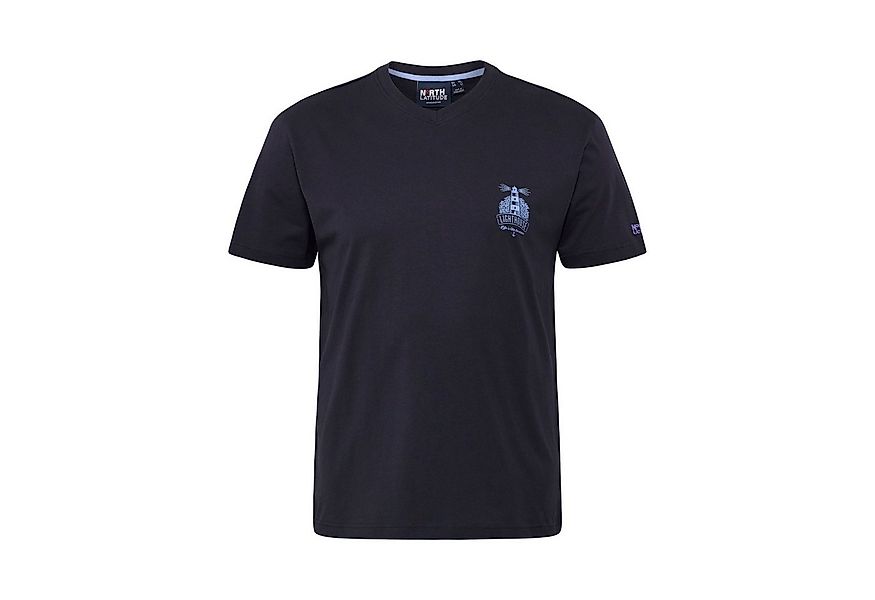 north 56 4 Print-Shirt V-Neck T-Shirt in Herren Übergrößen von North Latitu günstig online kaufen