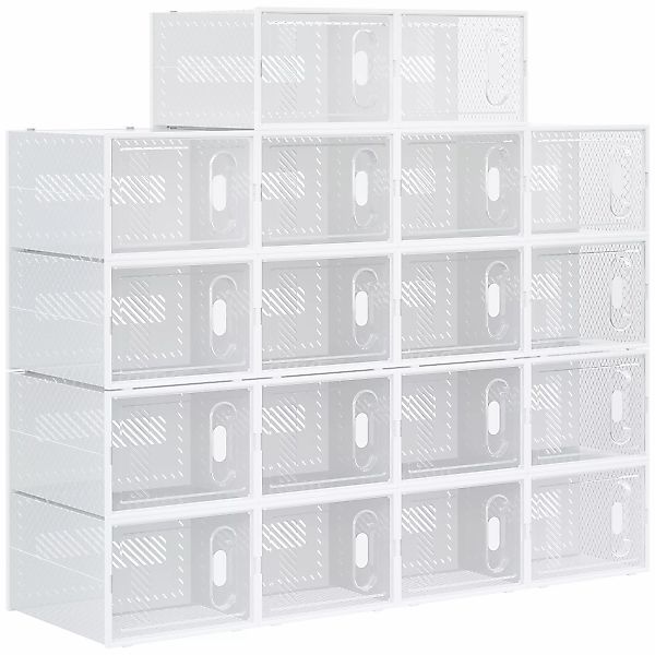 HOMCOM 18er Set Schuhboxen, Schuh-Organizer mit magnetischen Türen, Schuhka günstig online kaufen