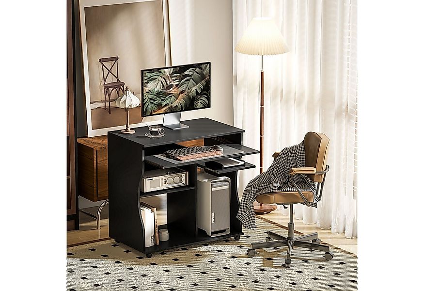 HOMCOM Computertisch Bürotisch (Schreibtisch, 1-St., PC Tisch), Schwarz 80 günstig online kaufen