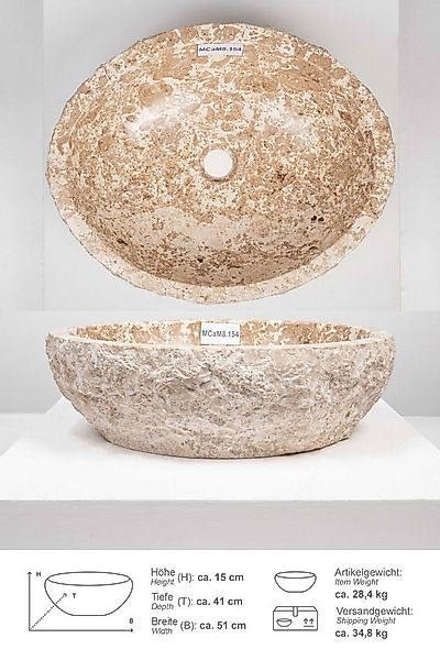 wohnfreuden Aufsatzwaschbecken Erosi Marmor Waschbecken 50 cm creme (Kein S günstig online kaufen