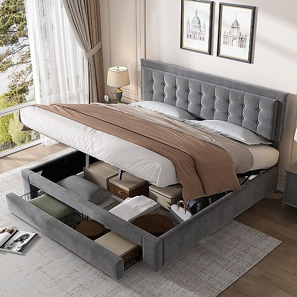 STILVORA Polsterbett 180x200 Doppelbett mit Stauraum&Lattenrost,Bettgestell günstig online kaufen