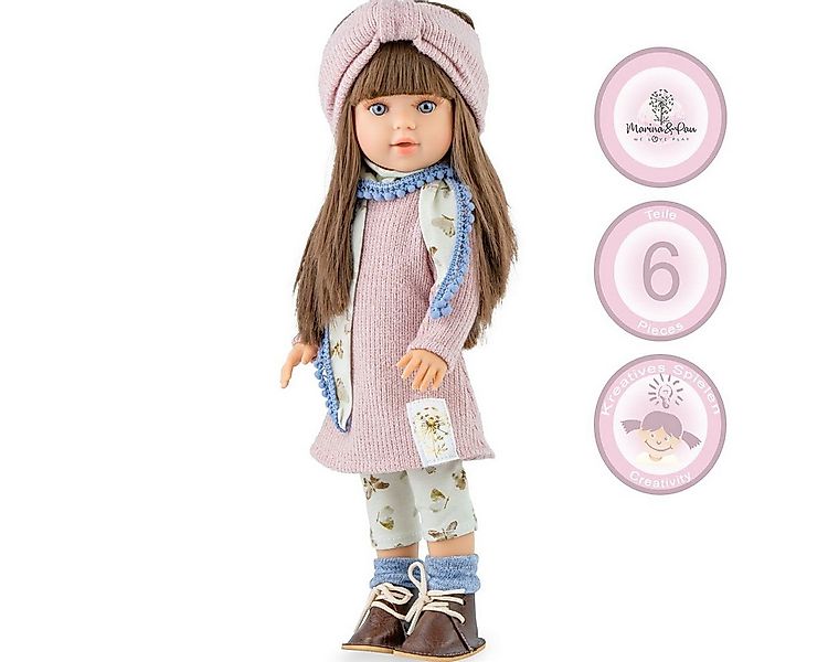 Marina & Pau Anziehpuppe Ronja 40 cm mit langen braunen Haaren und Vinylkör günstig online kaufen