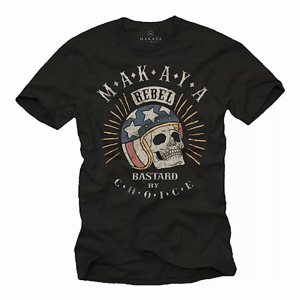 MAKAYA Print-Shirt Motorrad Helm Coole Lustige Sprüche Totenkopf Skull Bike günstig online kaufen