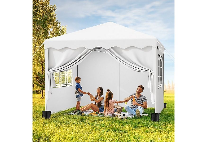 TLGREEN Faltpavillon 3x3 M Gartenpavillon Höhenverstellbar, mit 4 Seitentei günstig online kaufen