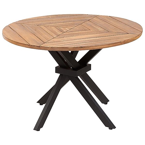 Beliani Runder Tisch LISSONE Heller Holzfarbton Schwarz 110x110x75 günstig online kaufen