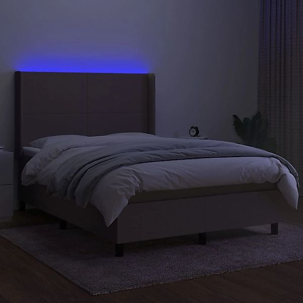 vidaXL Boxspringbett mit Matratze & LED Taupe 140x200 cm Stoff 3138161 günstig online kaufen