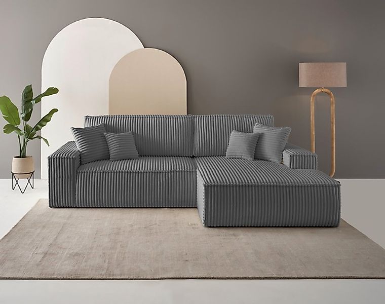 andas Ecksofa »Finnley Schlafsofa 267 cm in Bouclé, Struktur fein u. Cord, günstig online kaufen