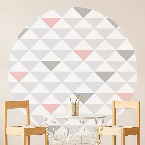 Bilderwelten Runde Tapete selbstklebend Kinderzimmer No.YK65 Dreiecke Grau günstig online kaufen