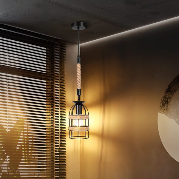 BlingBin Pendelleuchte Retro Hanfseil Pendelleuchte, E27 günstig online kaufen