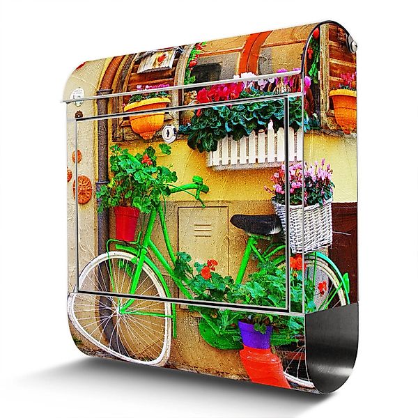 banjado Wandbriefkasten Edelstahl Grünes Fahrrad (Wandbriefkasten günstig online kaufen