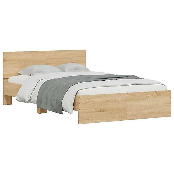 vidaXL Bett Bettgestell mit Kopfteil LED-Beleuchtung Sonoma-Eiche 120x200cm günstig online kaufen