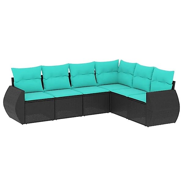 vidaXL 6-Tlg Gartensofa-Set mit Kissen Schwarz Polyrattan 3221406 günstig online kaufen