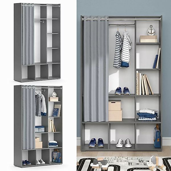 Vicco Kleiderschrank Luigi, Grau, 105.8 x günstig online kaufen