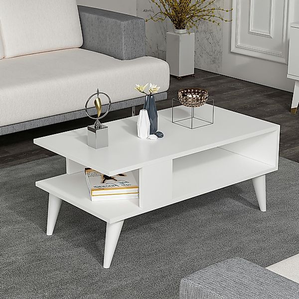 en.casa Couchtisch, »Lycksele« Wohnzimmertisch 40x90x45cm Weiß günstig online kaufen