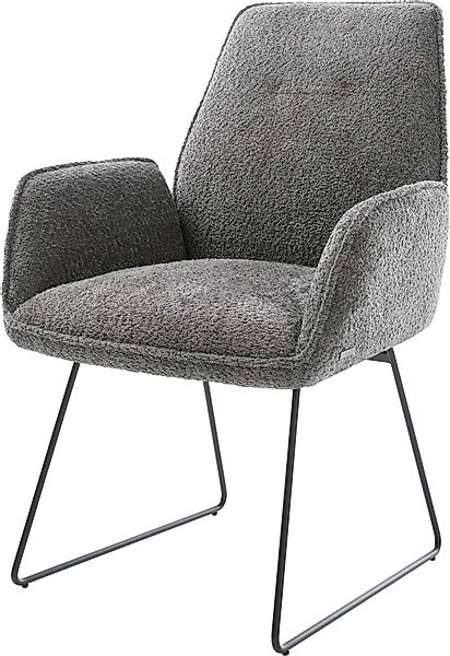 DELIFE Polsterstuhl Zoa-Flex, Kufengestell Schwarz Bouclé günstig online kaufen