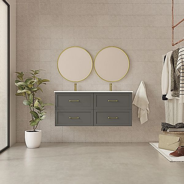 Randal Doppelwaschtisch DROME 120 cm Grau Matt mit Softclose günstig online kaufen