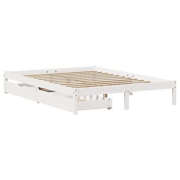 vidaXL Bett Massivholzbett ohne Matratze Weiß 150x200 cm Kiefernholz günstig online kaufen