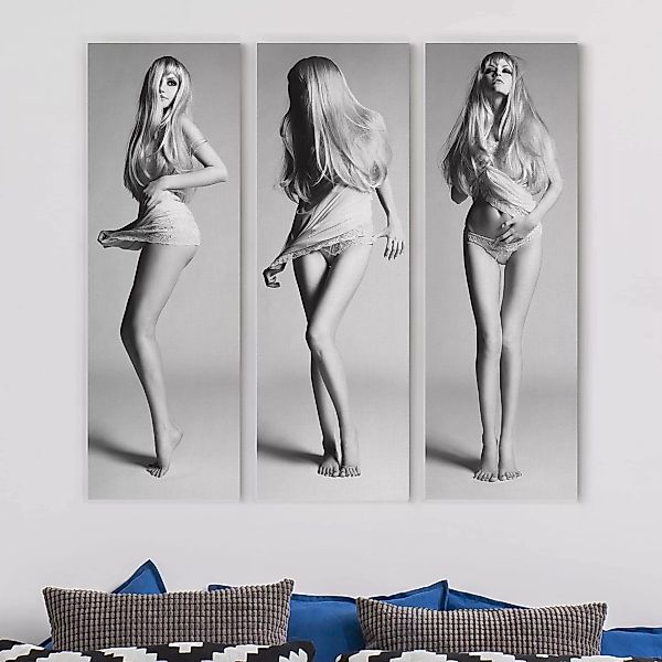 3-teiliges Leinwandbild Akt & Erotik - Hochformat Sexy Dessous Model günstig online kaufen
