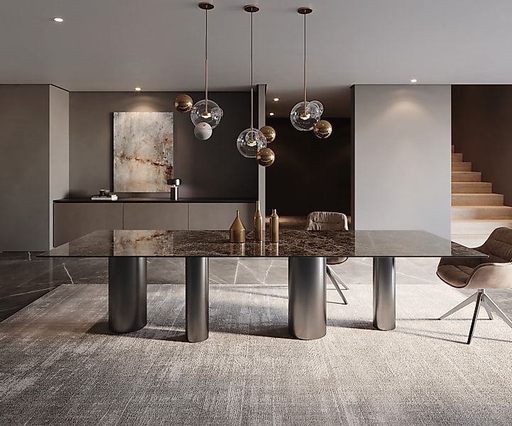 Esstisch Edge 300x100 Keramik Emperador Extra Lucidato Dunkelbraun Pilier E günstig online kaufen