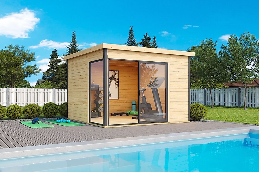 LASITA MAJA Gartenhaus "DOMEO 1 NATUR/ANTHRAZIT" Fundamentmass 3000 x 3000, günstig online kaufen