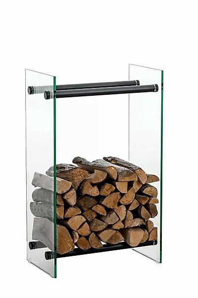 Kaminholzständer Dacio Klarglas-schwarz-35x40x60 cm günstig online kaufen