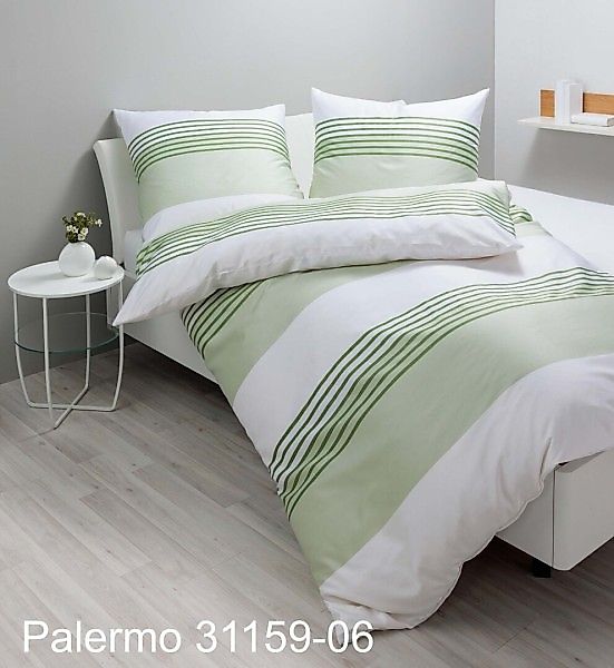Janine Janine Bettwäsche Palermo 31159 salbeigrün Größe:  155x220 cm + 80x8 günstig online kaufen