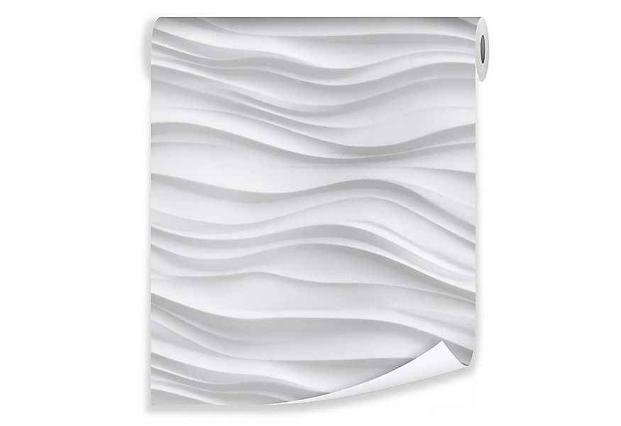 Wallarena Vliestapete Weiß Grau Wellen Abstrakt Wohnzimmer Schlafzimmer Tap günstig online kaufen