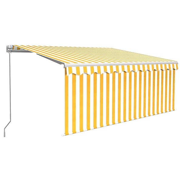 furnicato Markise Manuell Einziehbar mit Rollo 3,5x2,5 m Gelb & Weiß günstig online kaufen